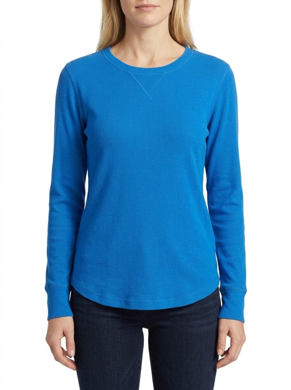 Sweet Romeo Blue Knit Crew Neck Top Women Size M